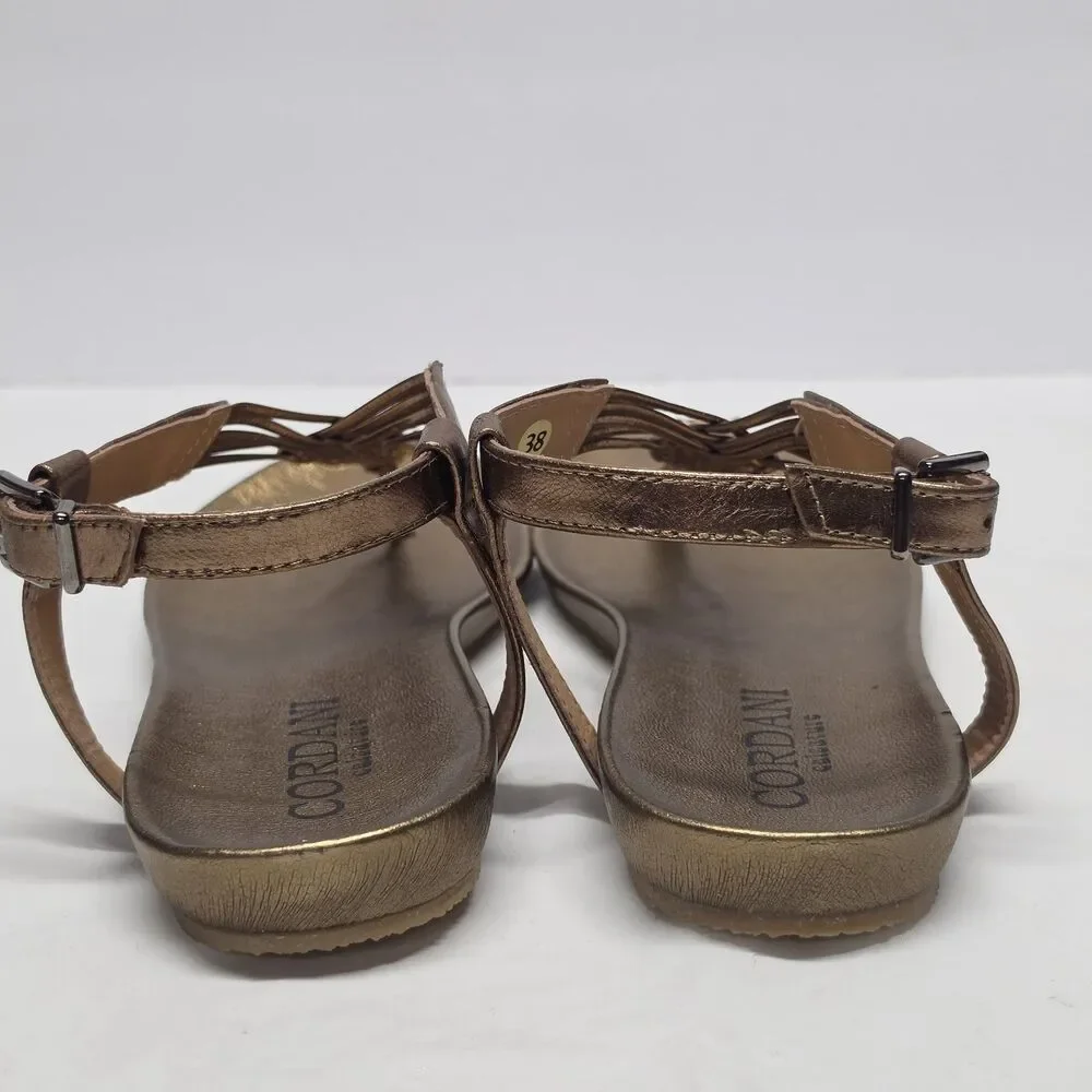 Cordani Sarita Bronze Metallic Braided Thong Sandal Size 38 EU 7.5 - 8 US Boho